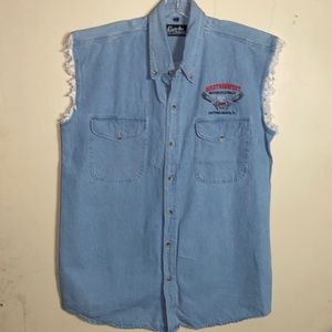 Biker Denim Sleeveless sz M 2005 Daytona Beach Cycle Threads Shirt